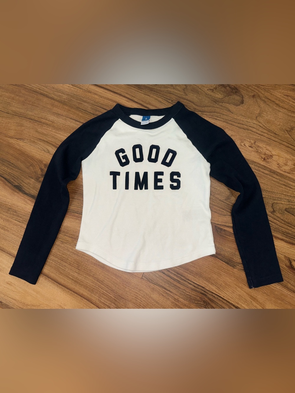 Old Navy Boys Medium 8 Good Times Baseball Tee Long Sleeve Raglan Shirt